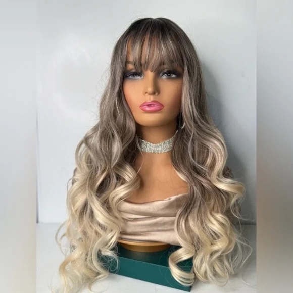 ASHY BALAYAGE blonde Wig wit bangs - Picture 2 of 10